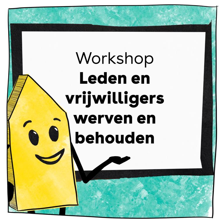 Illustratie van het beeldmerk van de Culturele Wegwijzer: Een geel wegwijzer figuur wijzend naar een bord waarop de naam van de workshop staat vermeld.  