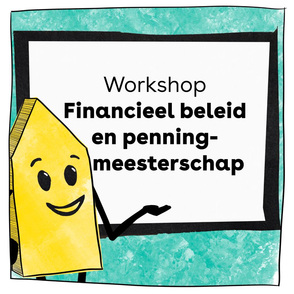 Illustratie van het beeldmerk van de Culturele Wegwijzer: Een geel wegwijzer figuur wijzend naar een bord waarop de naam van de workshop staat vermeld.  