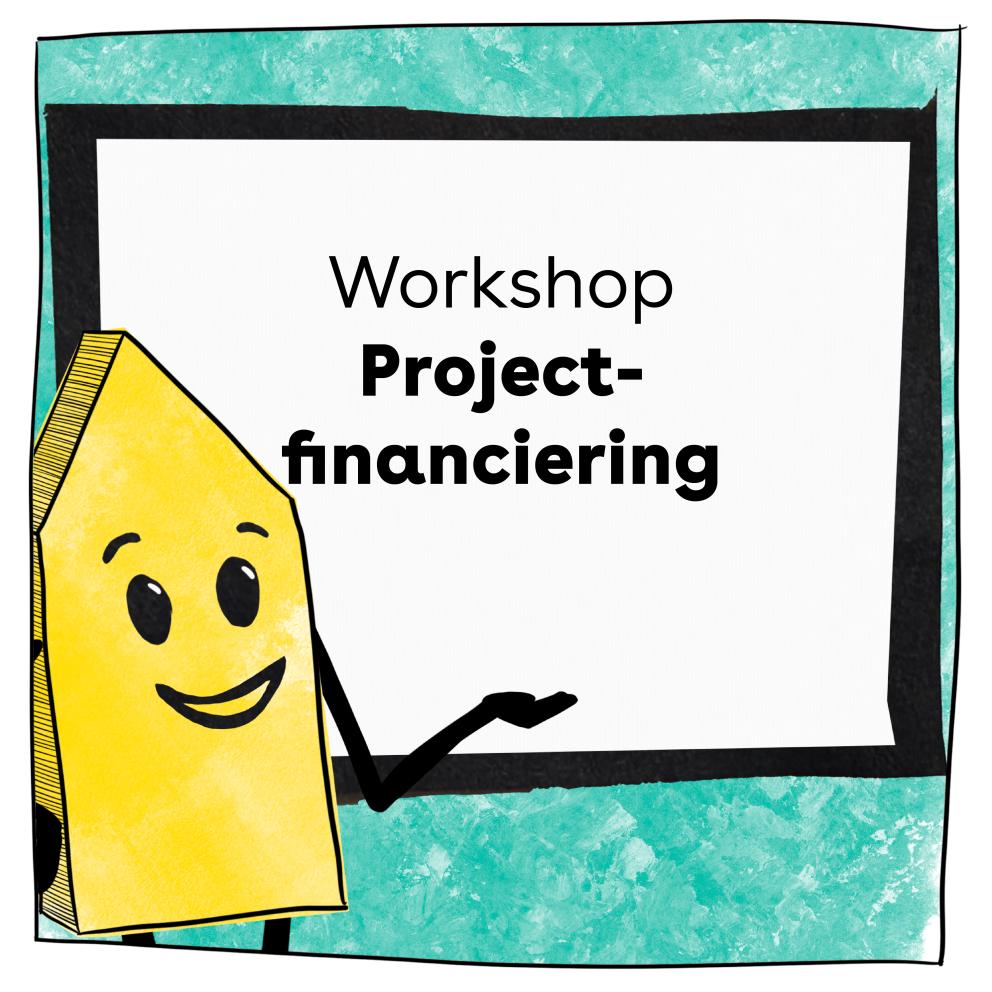 Illustratie van het beeldmerk van de Culturele Wegwijzer: Een geel wegwijzer figuur wijzend naar een bord waarop de naam van de workshop staat vermeld.  